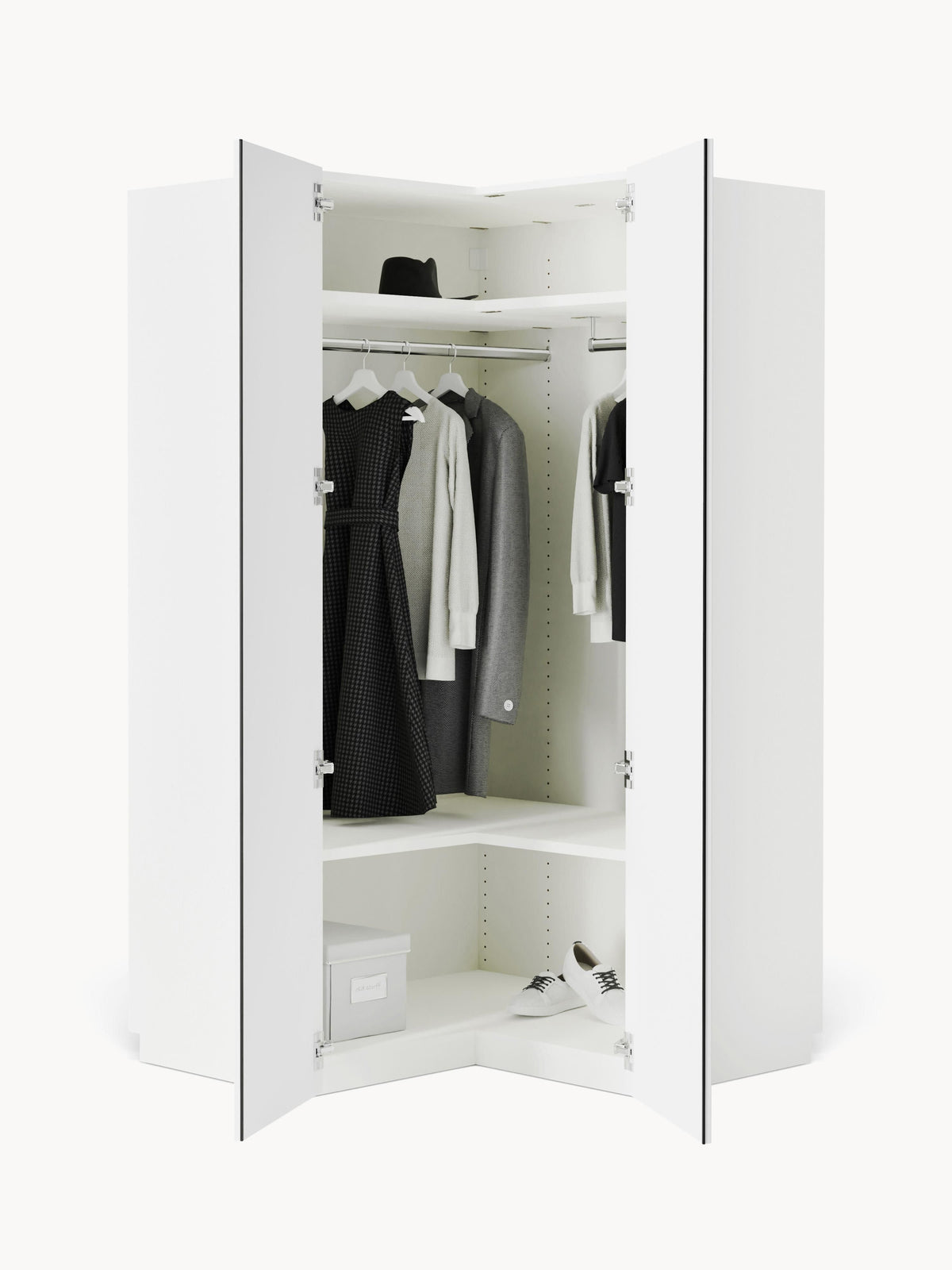 Charlotte Corner Wardrobe, Modular, 115 cm Wide