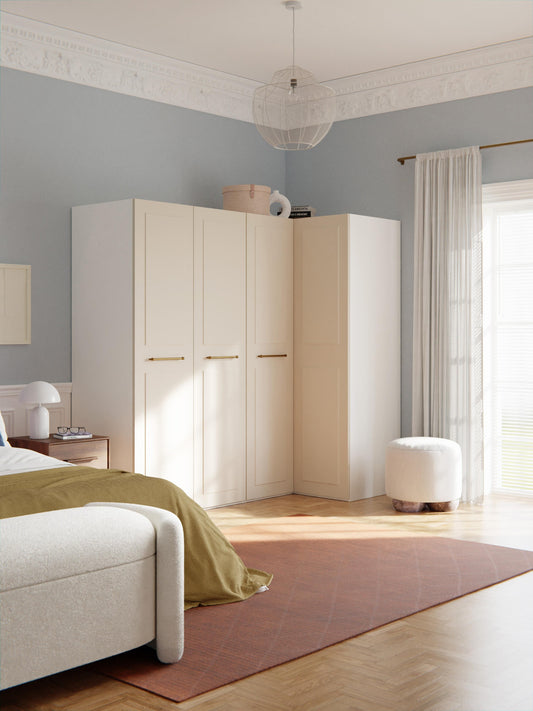 Charlotte Corner Wardrobe, Modular, 215 cm Wide, in Various Sizes