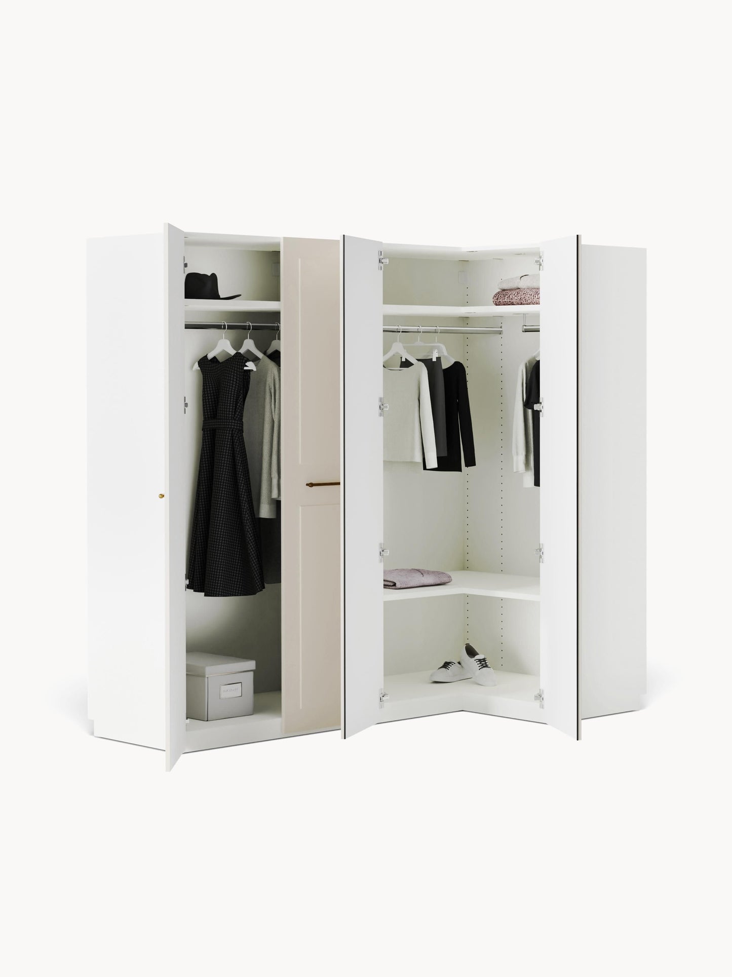 Charlotte Corner Wardrobe, Modular, 215 cm Wide, in Various Sizes