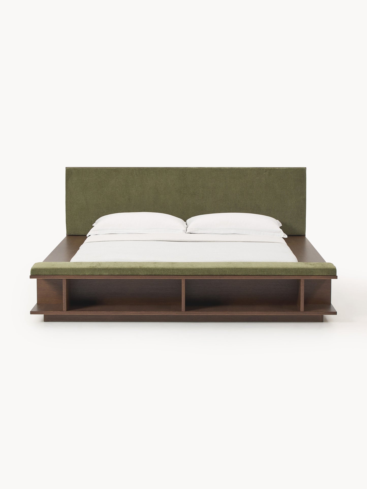 Clark Wooden Bed Frame with Side Shelves and Bench