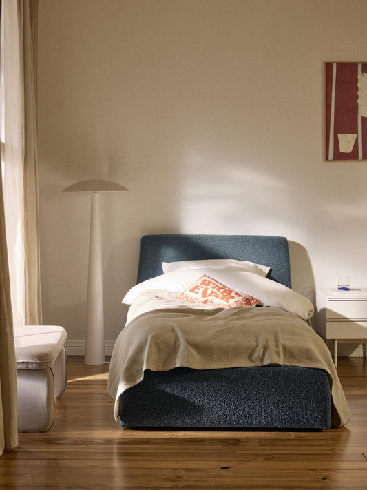 Cloud Single Storage Bed, Bouclé