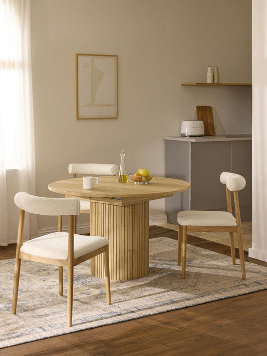Filo Extending Dining Table, Grooved Texture, 120 - 160 x 75 cm