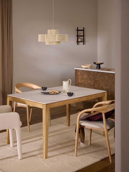Jackson Dining Table, Marble-Look Tabletop, in Various Sizes
