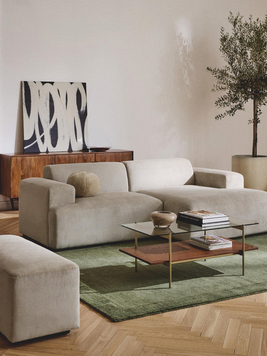 Melva Corner Sofa, Corduroy, 3-Seater
