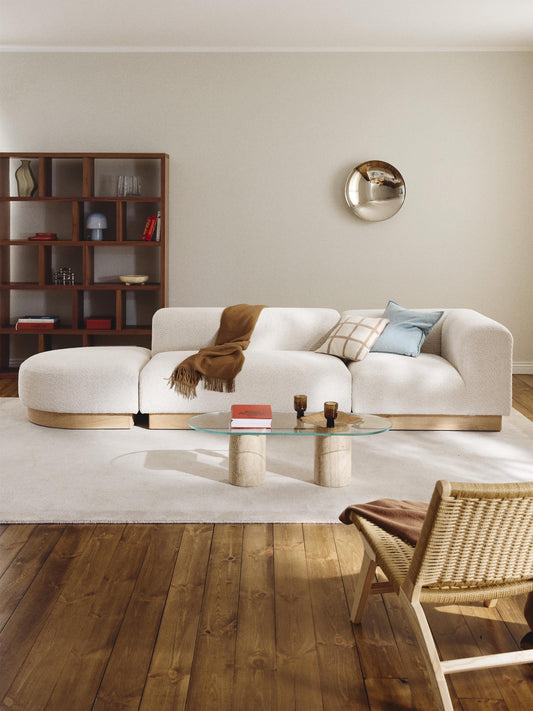 Natalie Modular Teddy Bouclé Ottoman with Stool (Left/Right)