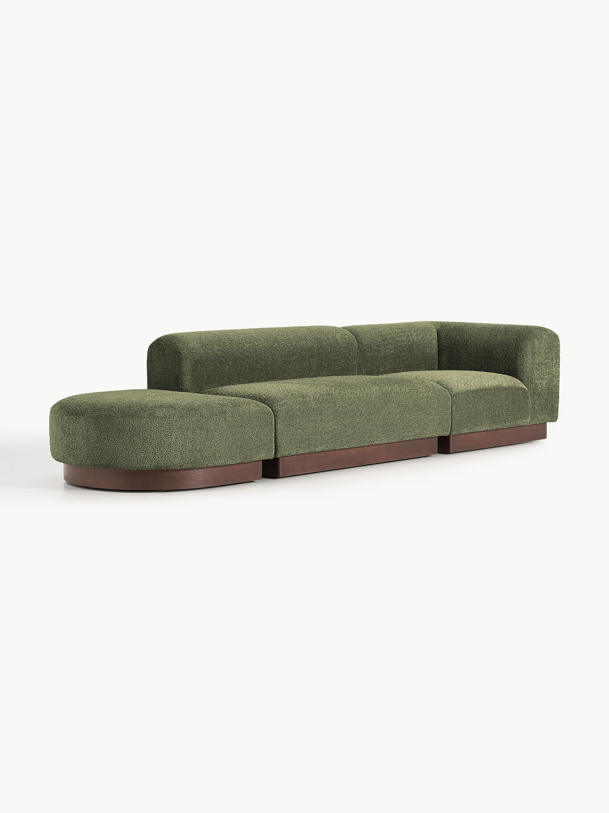 Natalie Modular Teddy Bouclé Ottoman with Stool (Left/Right)