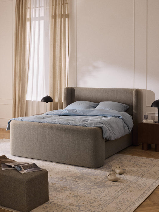 Perla Box Spring Bed in Bouclé