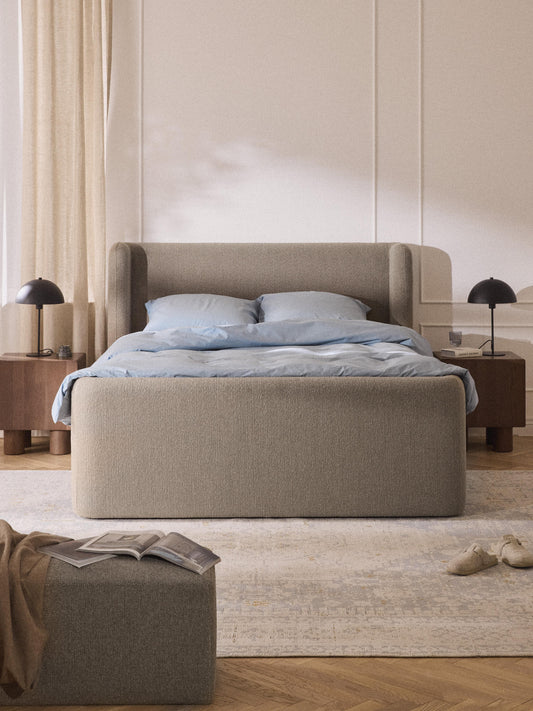 Perla Box Spring Storage Bed in Bouclé