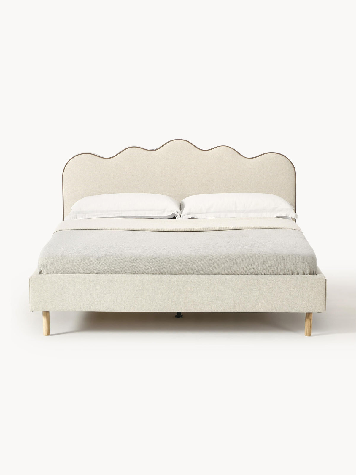 Romy Upholstered Bed, Wavy Headboard