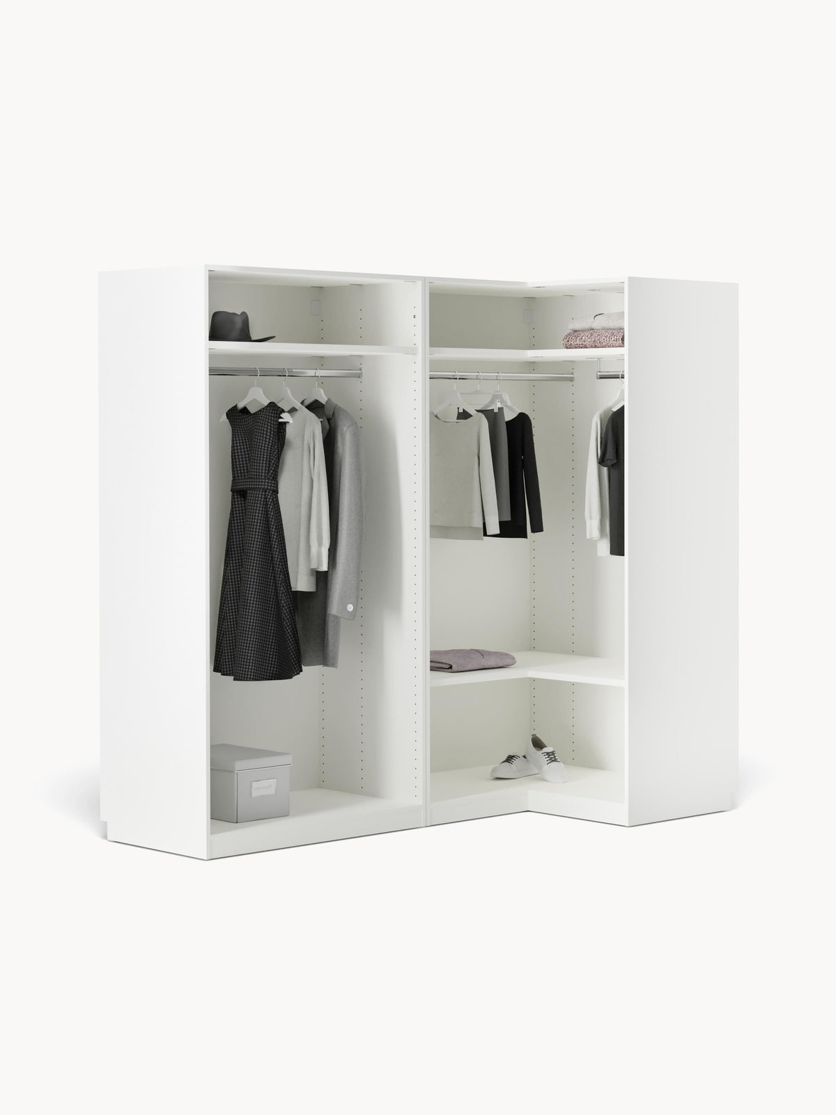 Simone Corner Wardrobe, Modular, 215 cm Wide, in Various Sizes