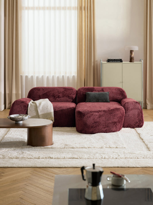Wolke Modular Corner Sofa (3-Seater), Teddy Bouclé