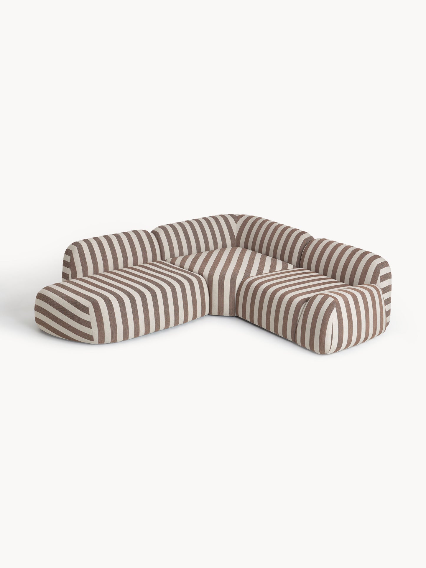 Wolke Modular Corner Sofa (4-Seater), Striped, with Chaise Longue