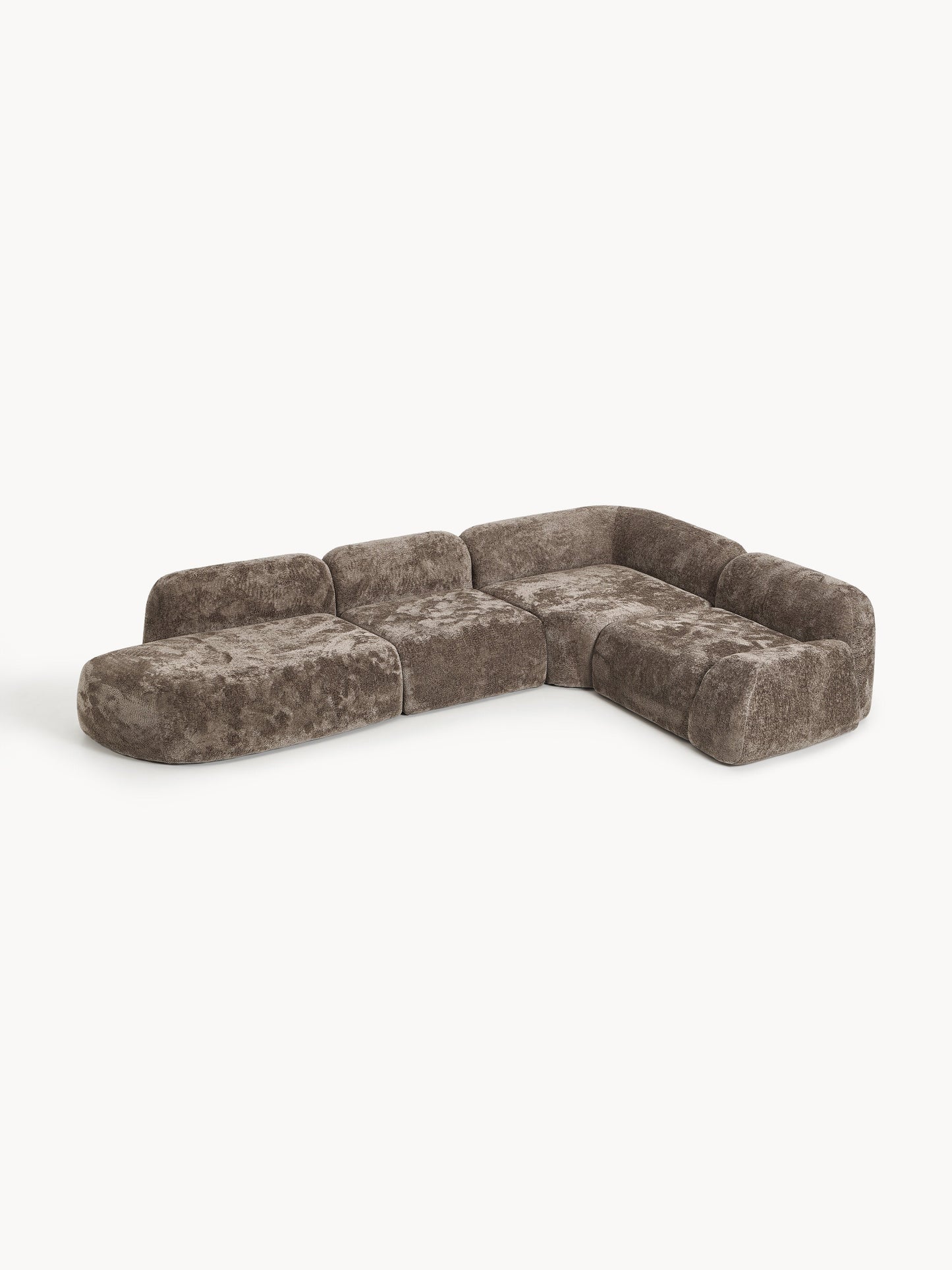 Wolke Modular XL Corner Sofa with Chaise Longue, Teddy Bouclé