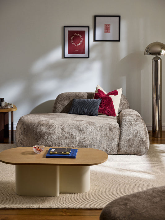 Wolke Sofa with Chaise Longue, Teddy Bouclé, 2-Seater