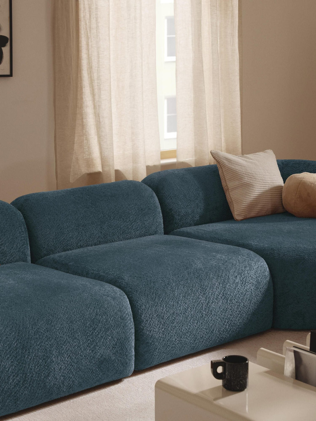 Sofa with bouclé cover in the living room