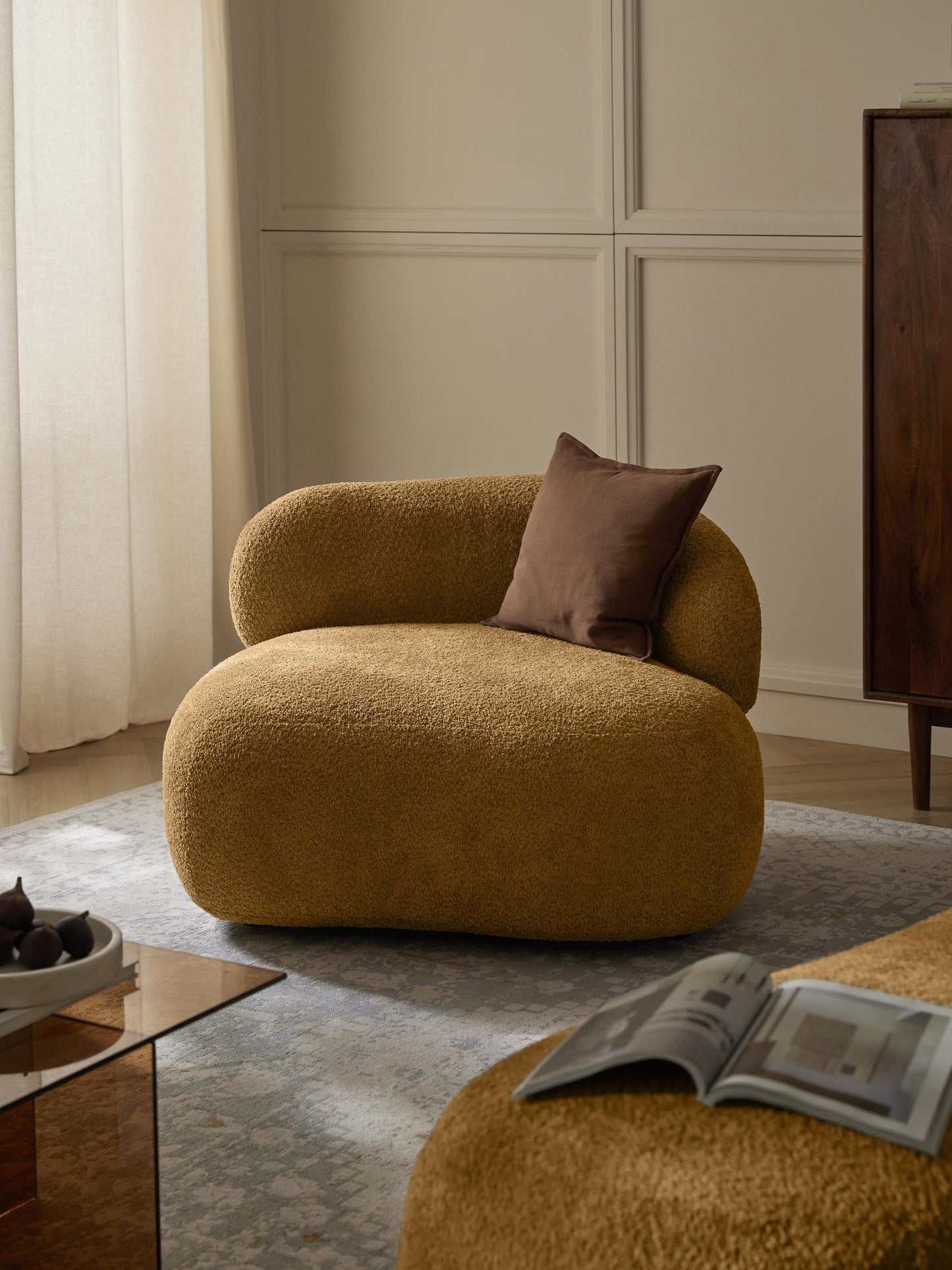 Alba Lounge Chair, Teddy Bouclé