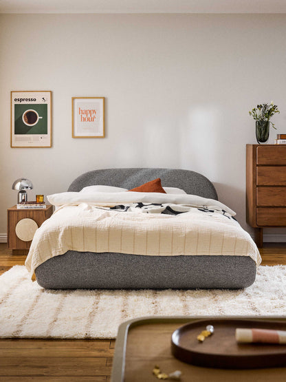 Alba Upholstered Bed, Bouclé