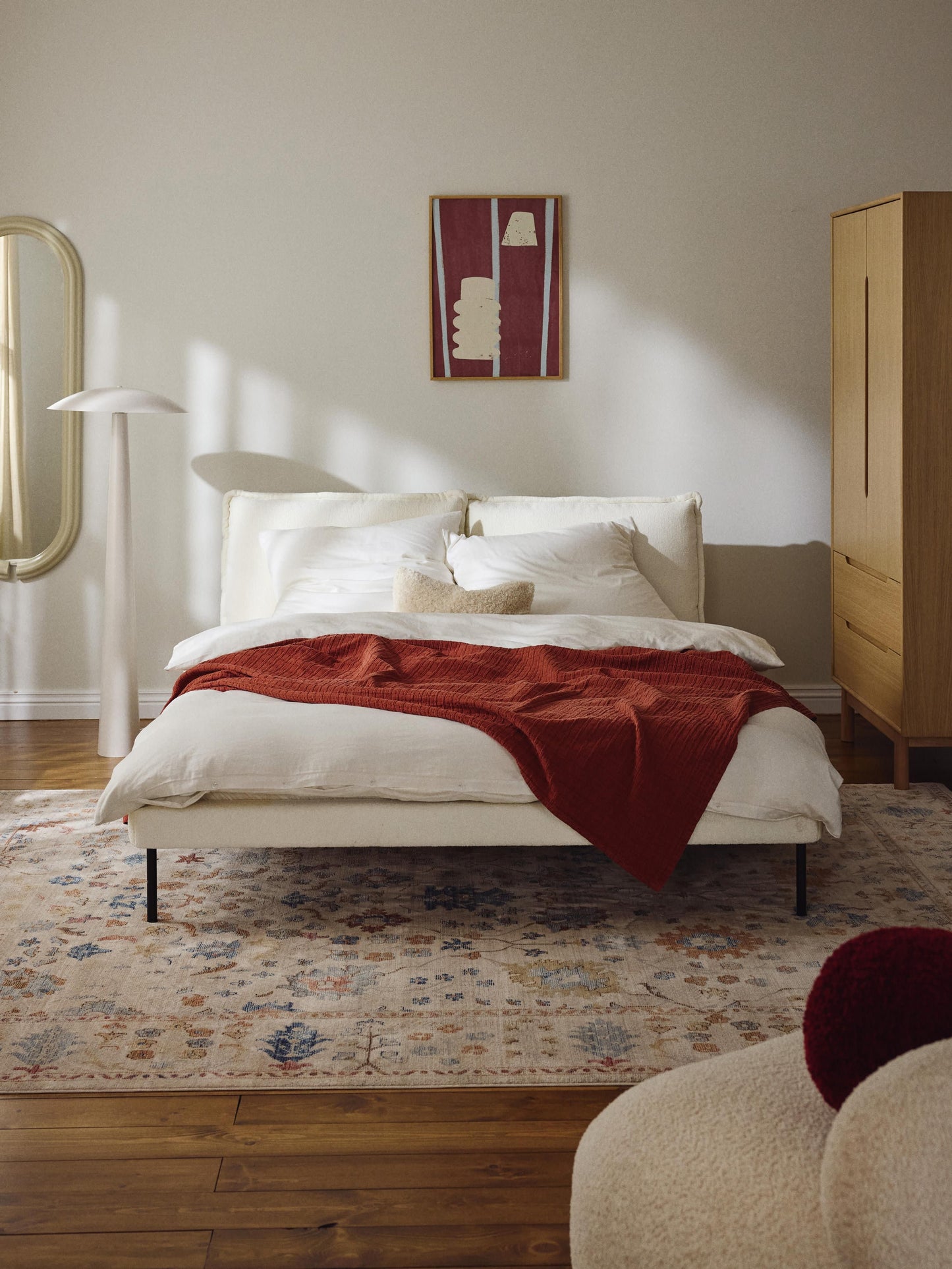 Amelia Teddy Bouclé Upholstered Bed