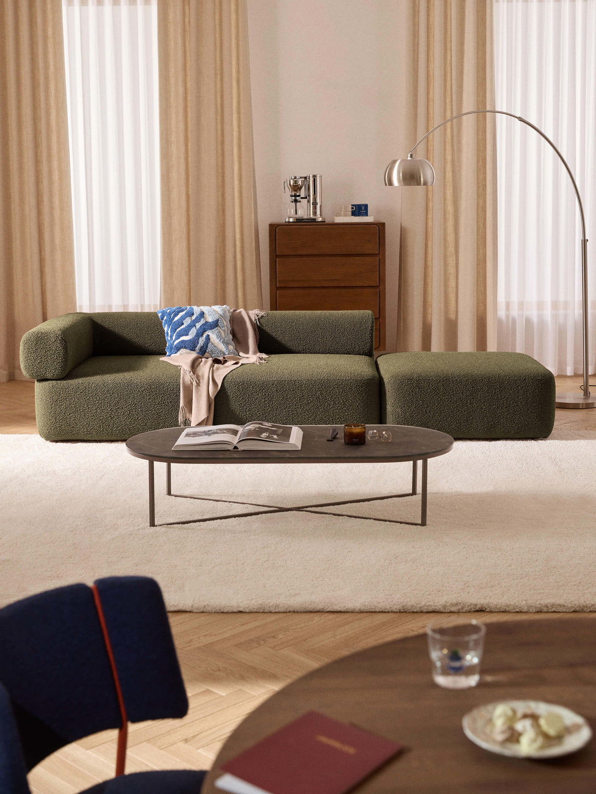 Anton Modular Ottoman, Bouclé