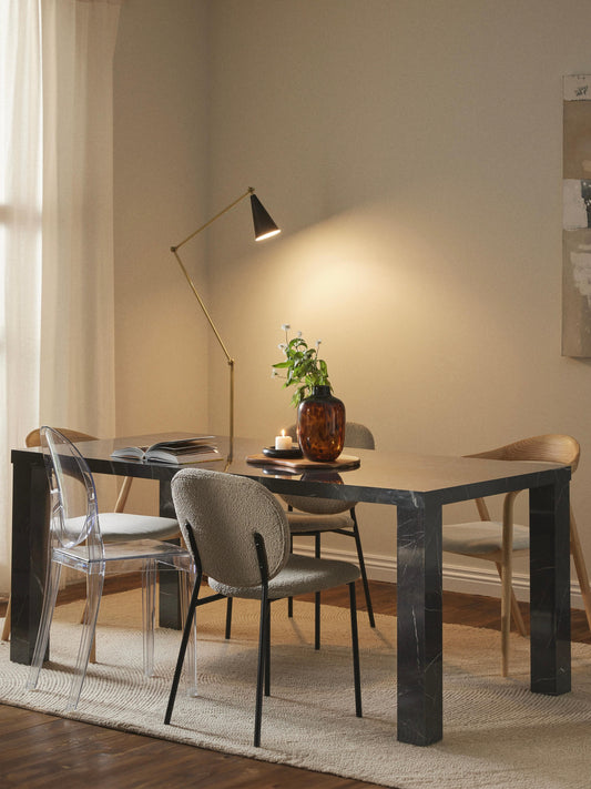 Carl Dining Table, Marble Look, 180 x 90 cm