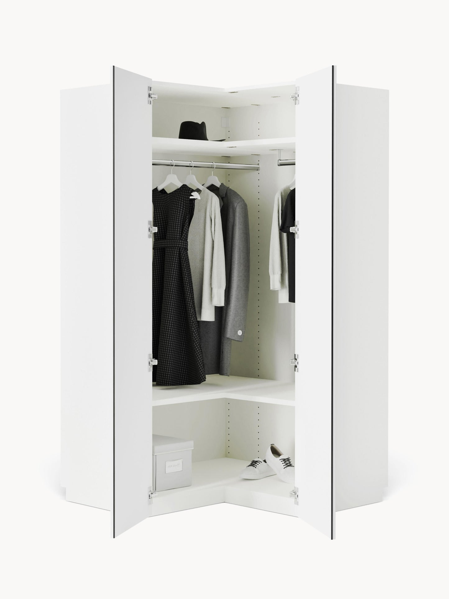 Charlotte Corner Wardrobe, Modular, 115 cm Wide