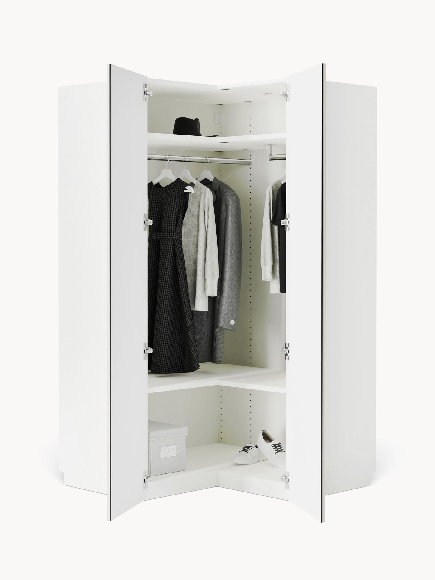 Charlotte Corner Wardrobe, Modular, 115 cm Wide
