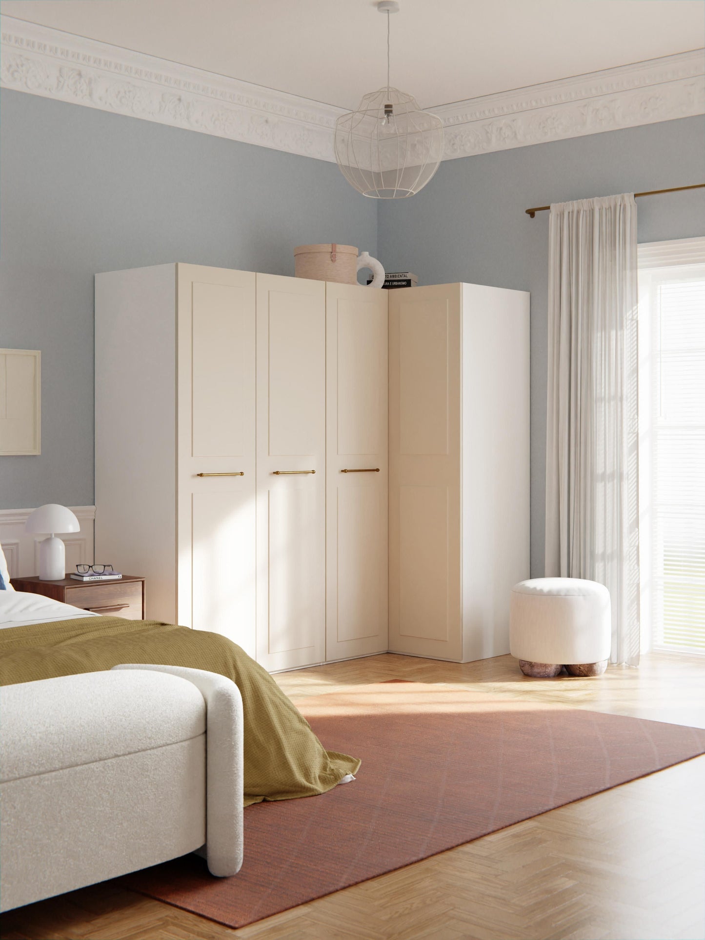 Charlotte Corner Wardrobe, Modular, 215 cm Wide, in Various Sizes