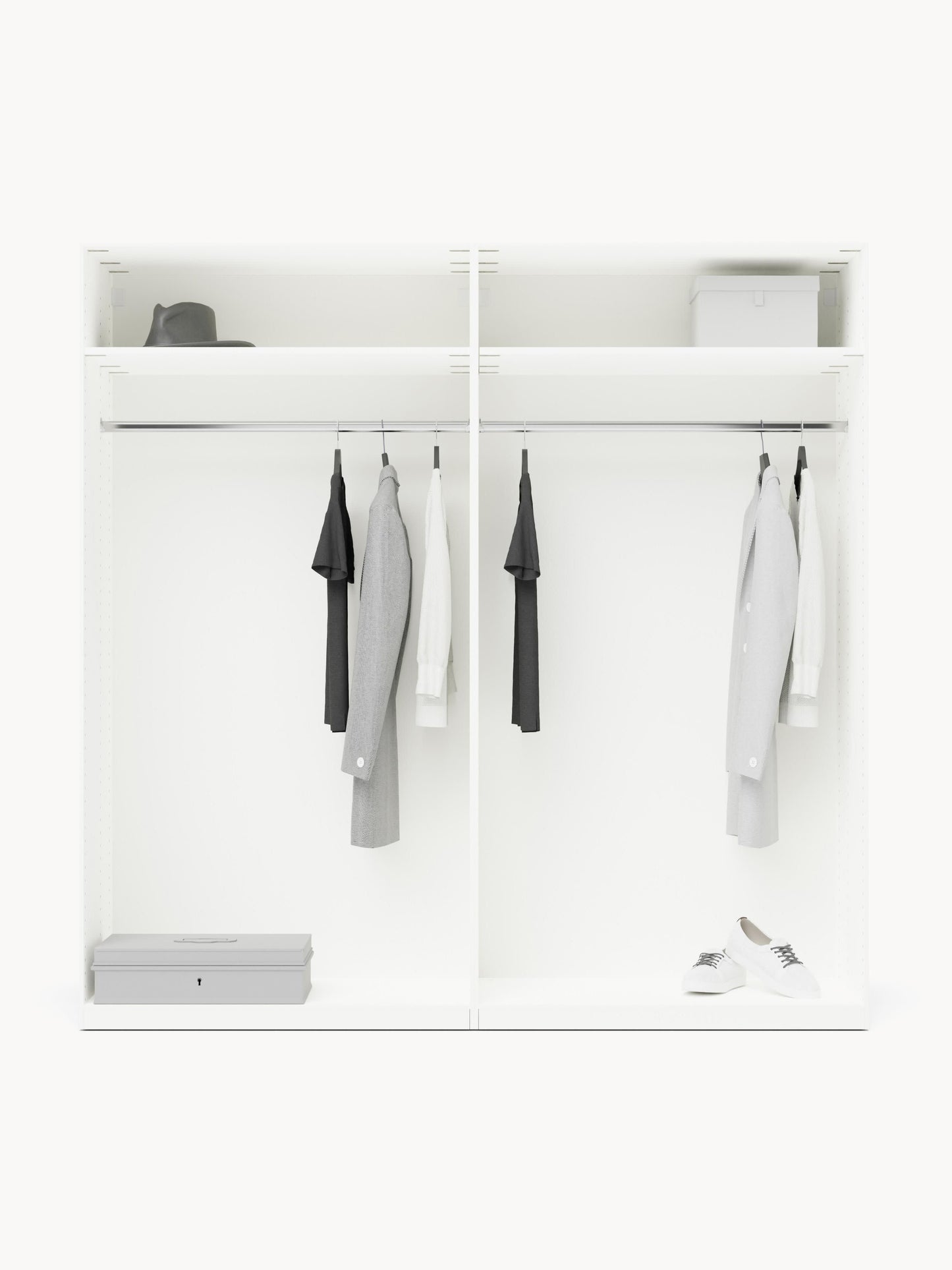 Charlotte Hinged-Door Wardrobe, Modular, 200 cm Wide, in Various Sizes