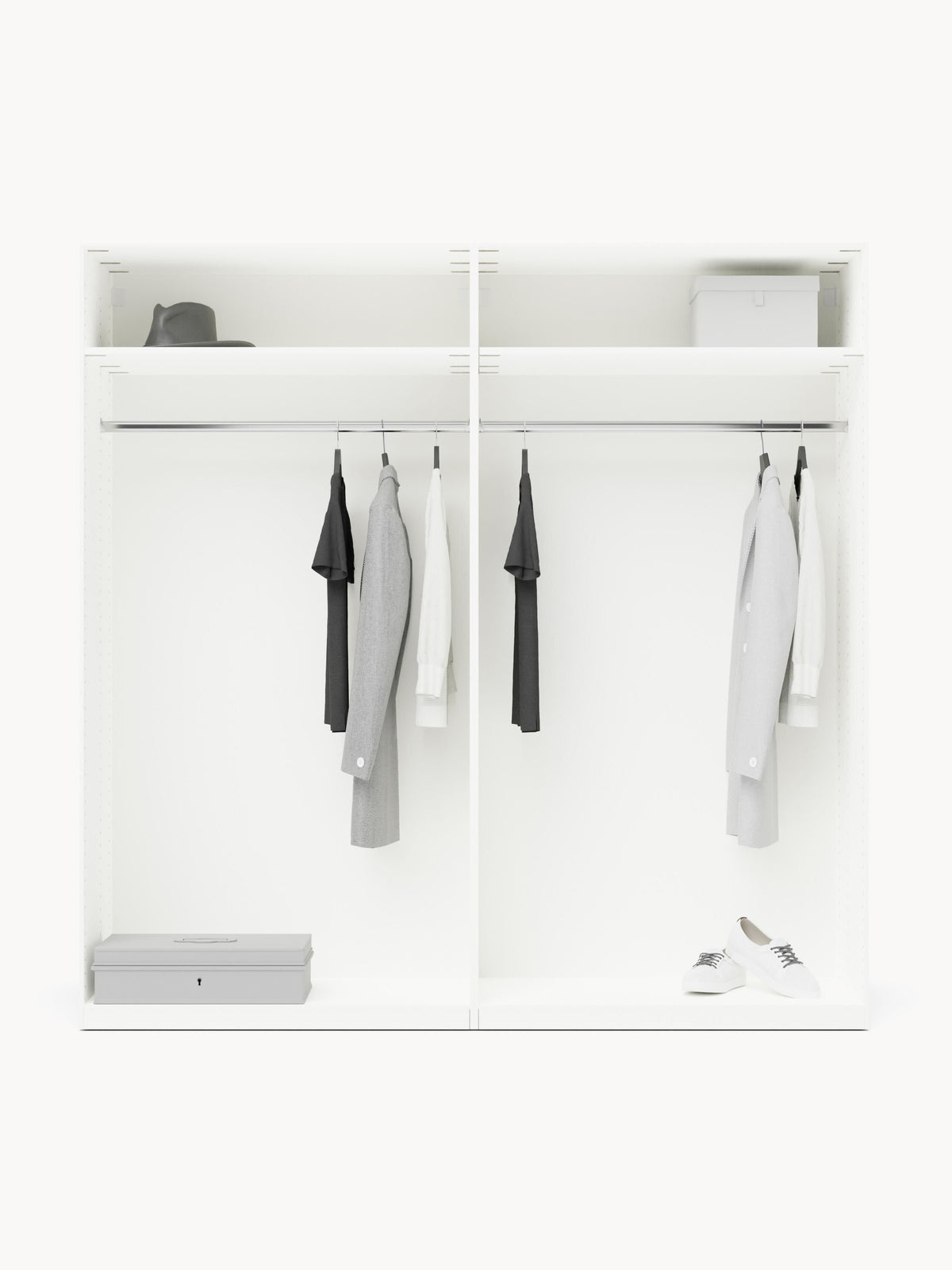 Charlotte Hinged-Door Wardrobe, Modular, 200 cm Wide, in Various Sizes