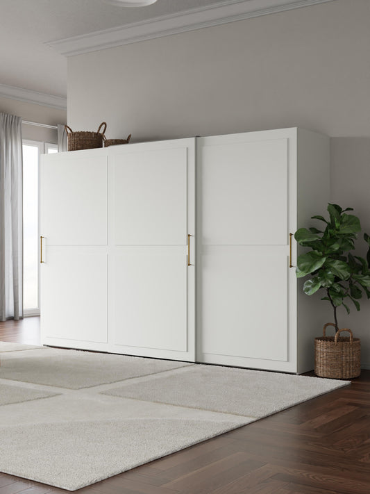 Charlotte Sliding-Door Wardrobe, Modular, 300 cm Wide, in Various Sizes