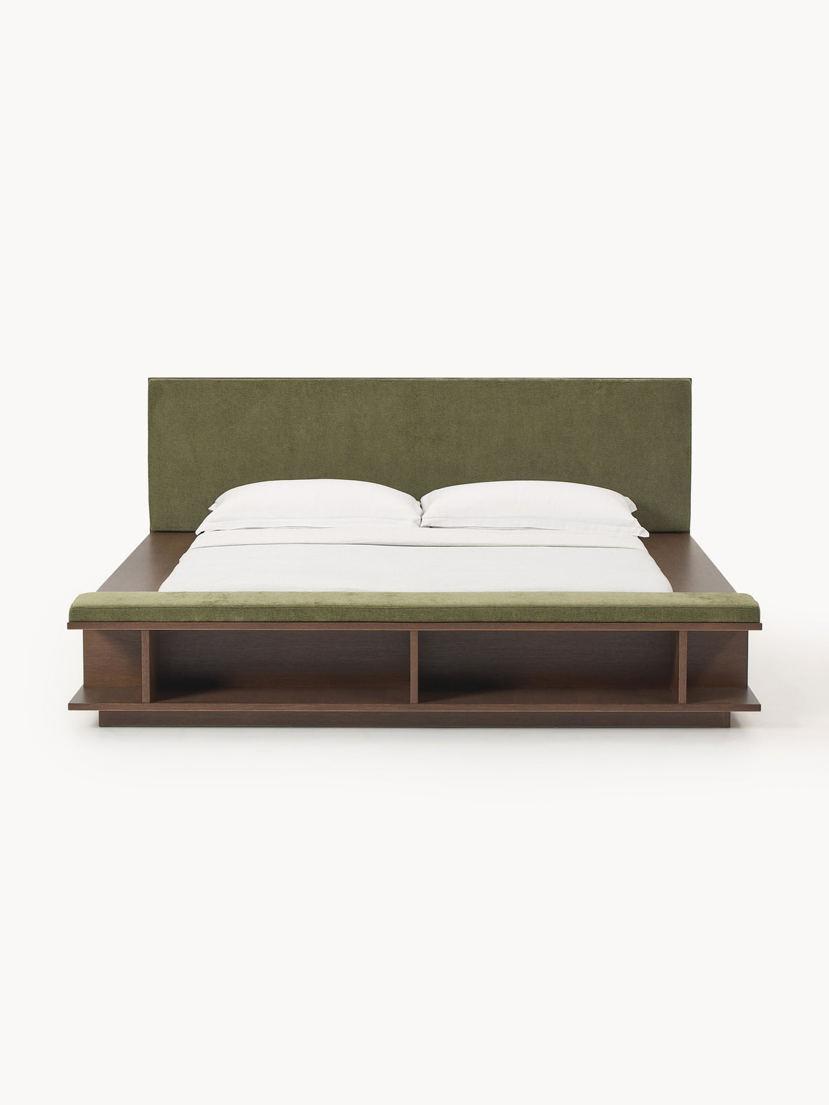 Clark Wooden Bed Frame with Side Shelves and Bench