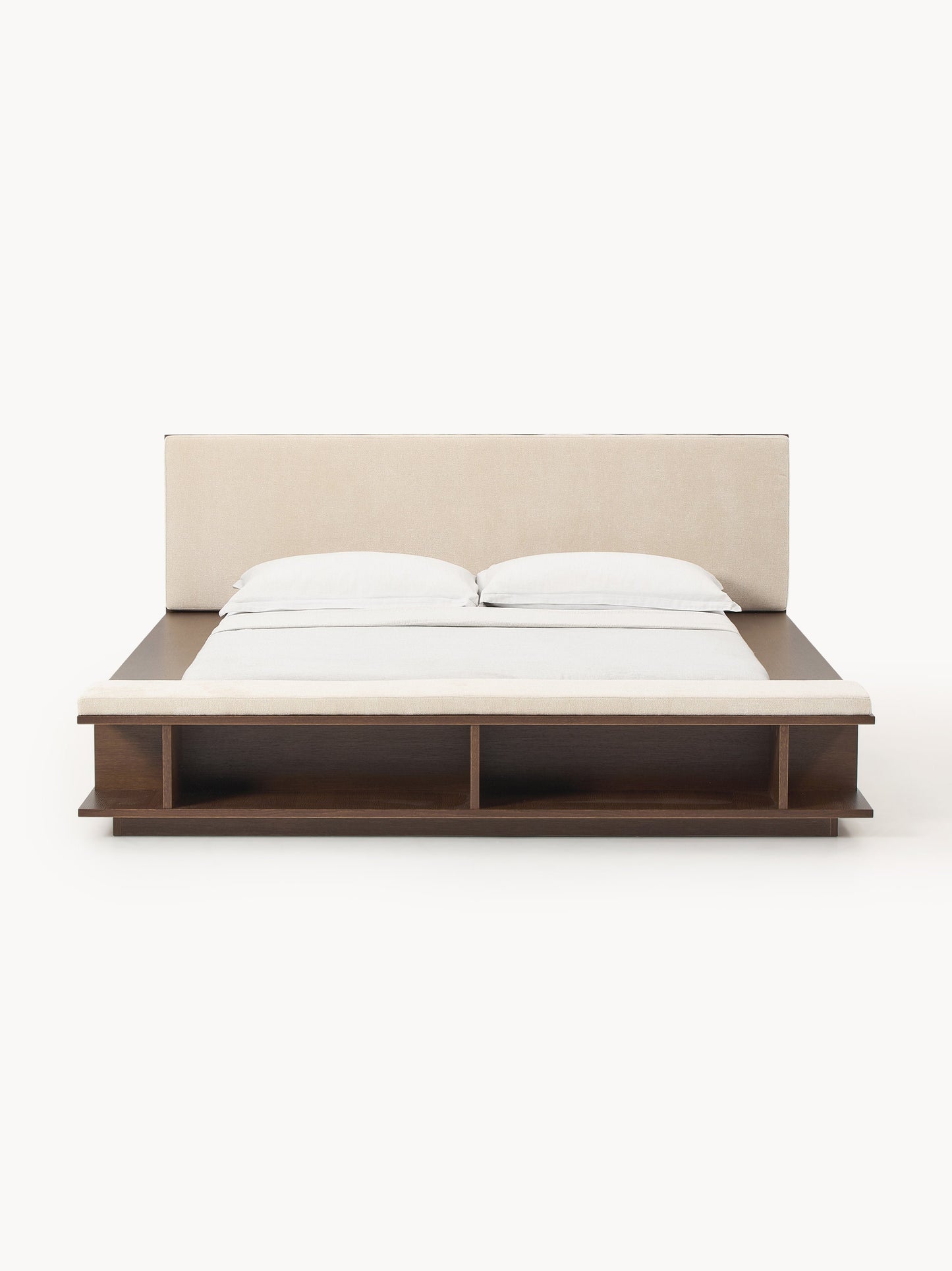 Clark Wooden Bed Frame with Side Shelves and Bench