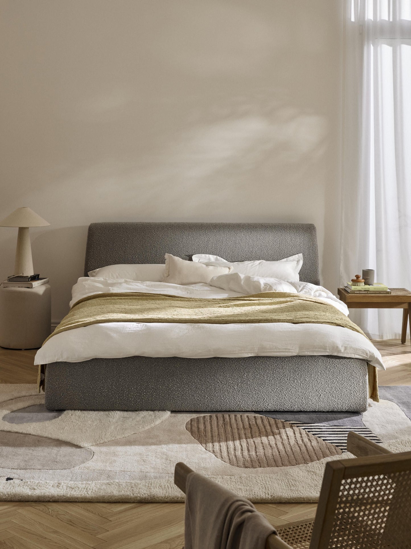 Cloud Bouclé Storage Bed, Upholstered