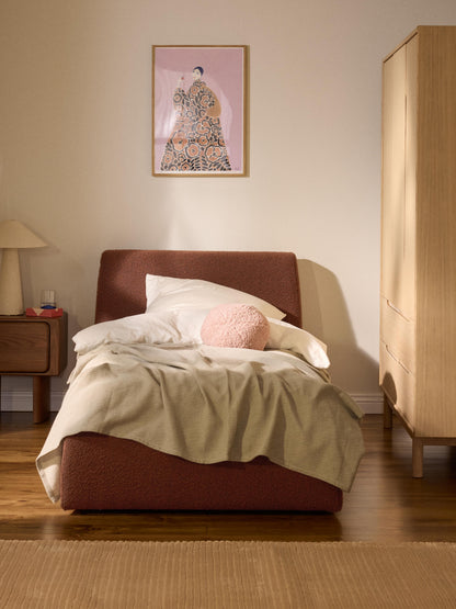 Cloud Single Storage Bed, Bouclé