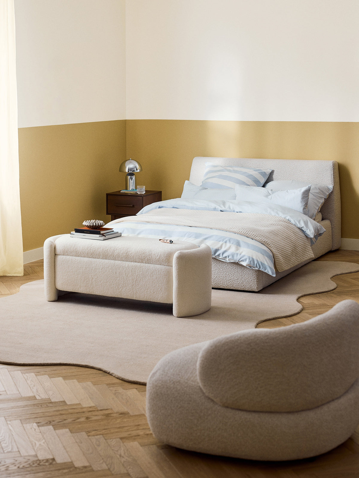 Cloud Upholstered Bed, Bouclé