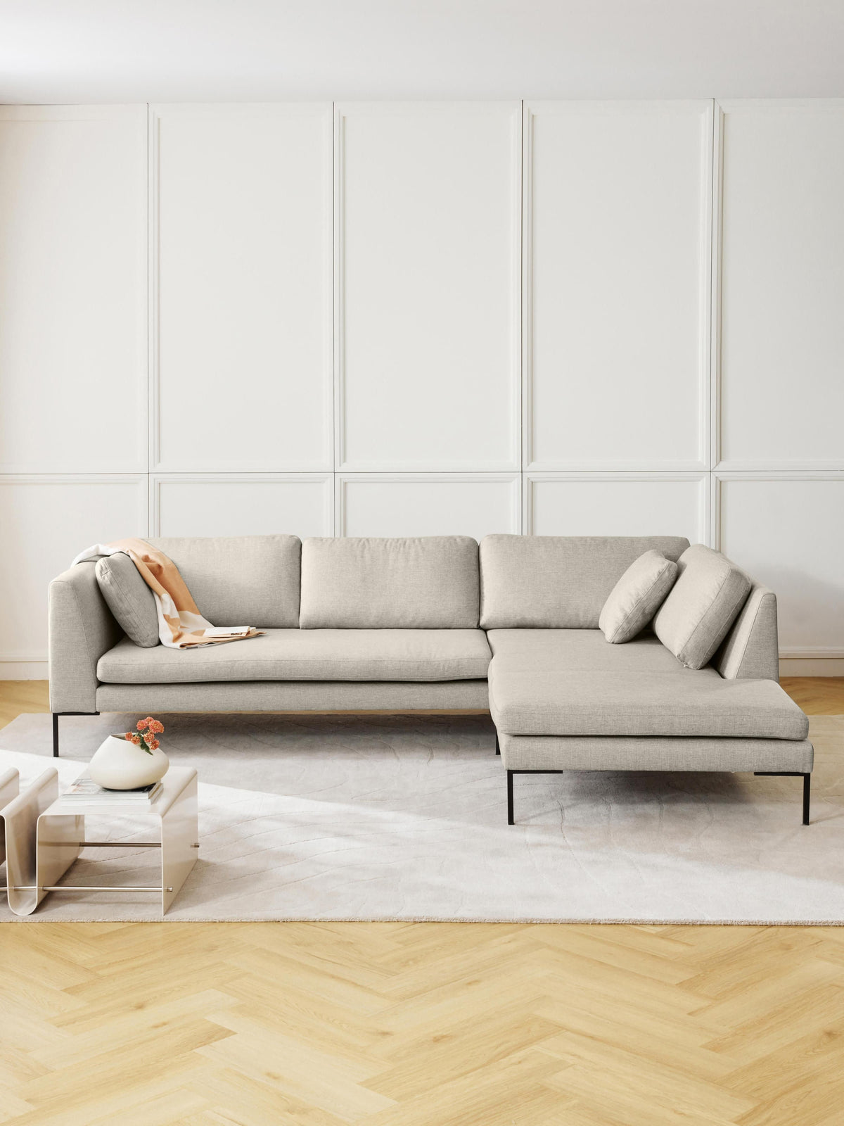 Emma Corner Sofa, Metal Legs
