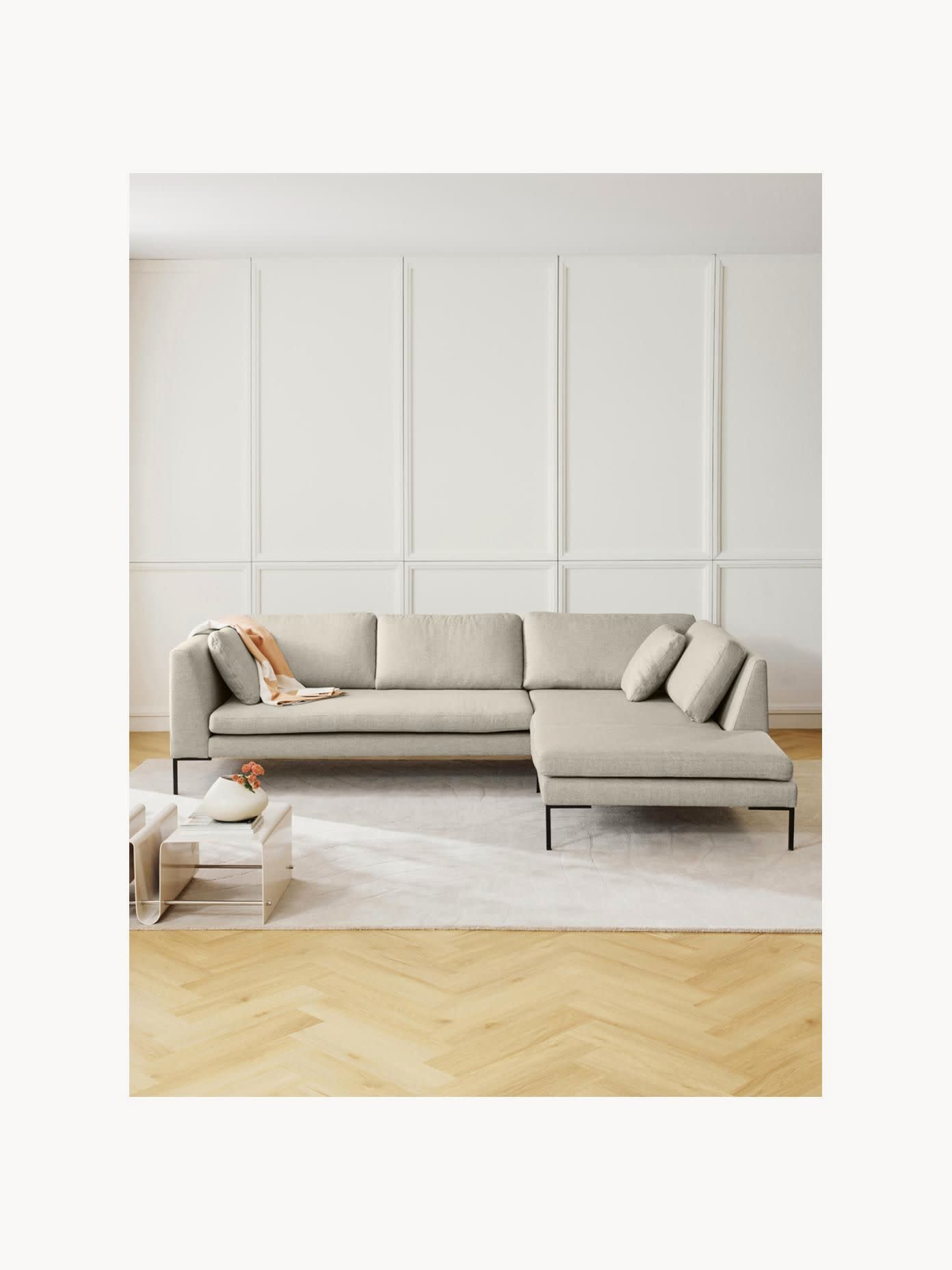 Emma Corner Sofa, Metal Legs