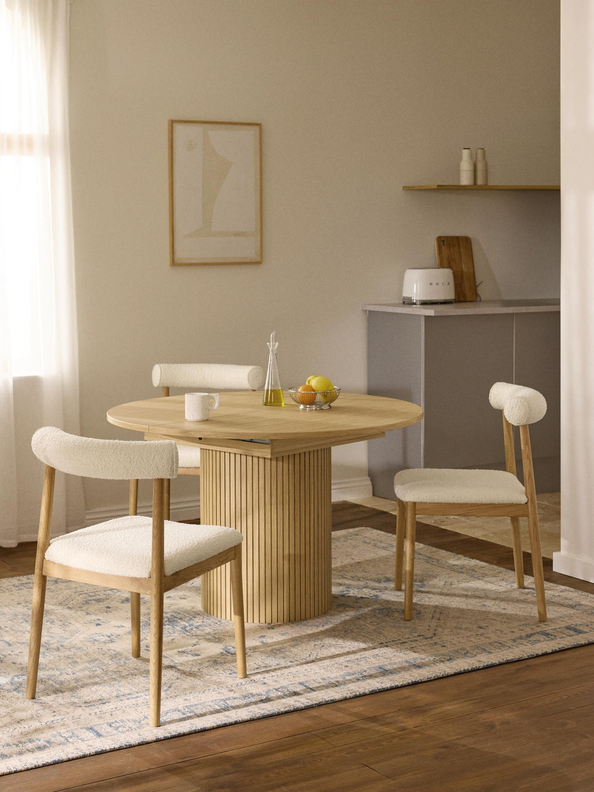 Filo Extending Dining Table, Grooved Texture, 120 - 160 x 75 cm