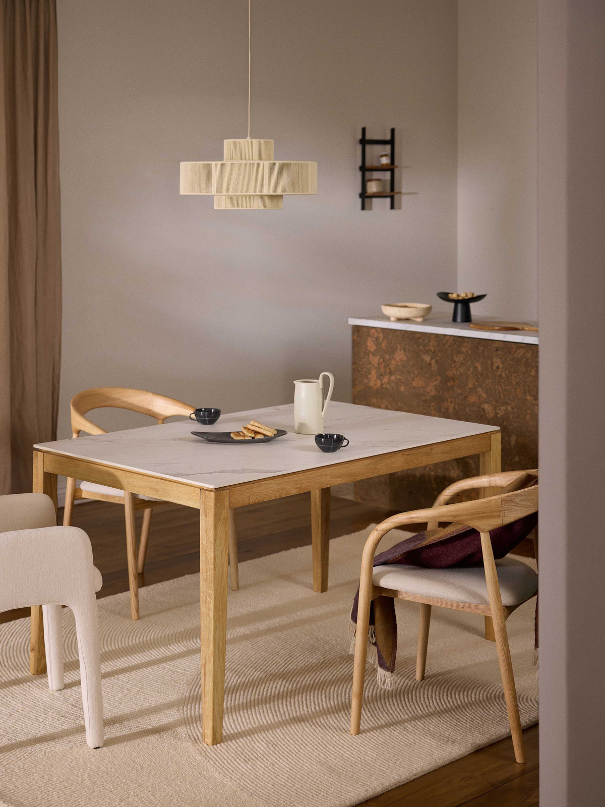 Jackson Dining Table, Marble-Look Tabletop, in Various Sizes