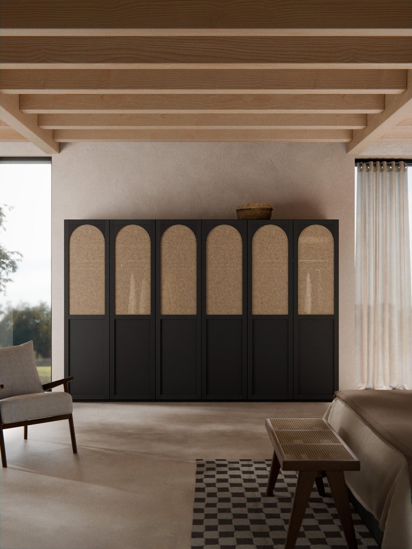 Jeanne Hinged-Door Wardrobe, Modular, 300 cm Wide, in Various Sizes