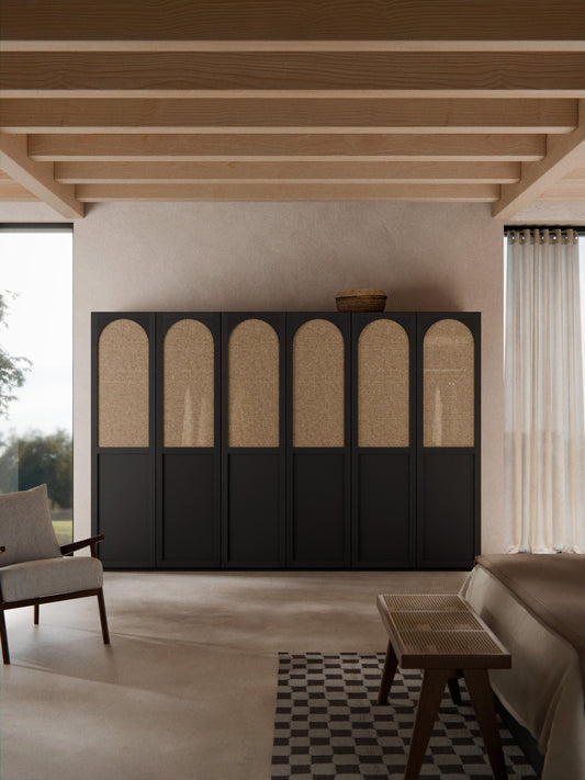 Jeanne Hinged-Door Wardrobe, Modular, 300 cm Wide, in Various Sizes