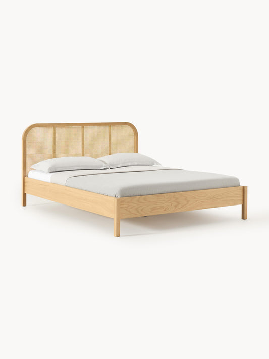 Jones Wooden Bed with Headboard in Vienna Cane
