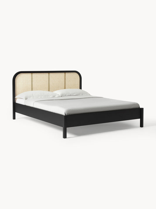 Jones Wooden Bed with Headboard in Vienna Cane
