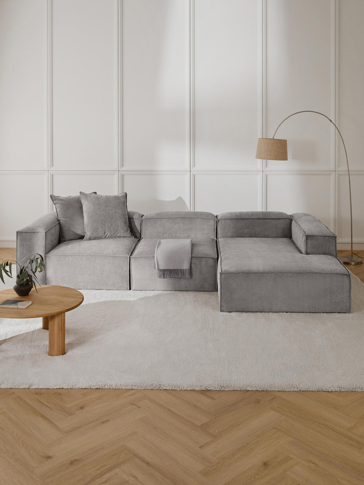 Lennon Modular Corduroy Corner Sofa, 4-Seater