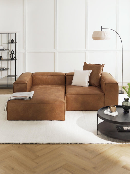Lennon Modular Leather Corner Sofa, 2-Seater