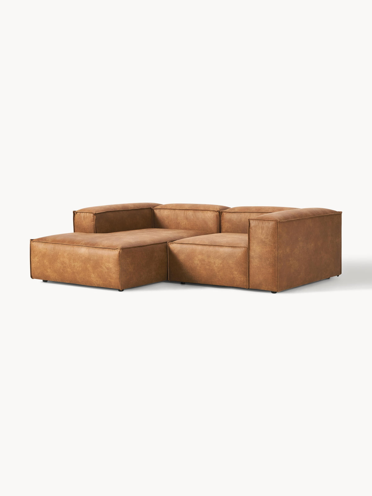 Lennon Modular Leather Corner Sofa, 2-Seater