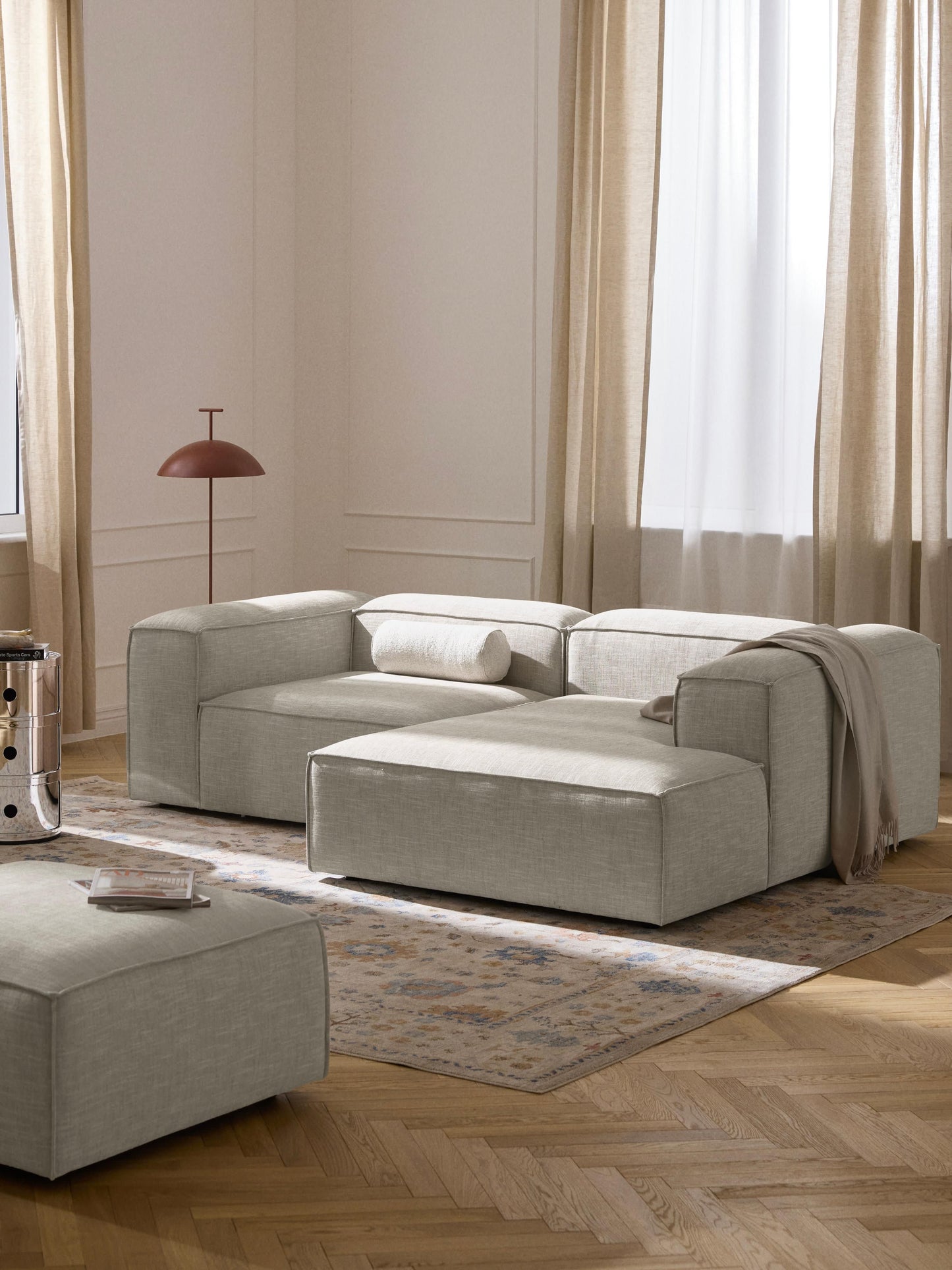 Lennon Modular Linen Blend Corner Sofa, 2-Seater