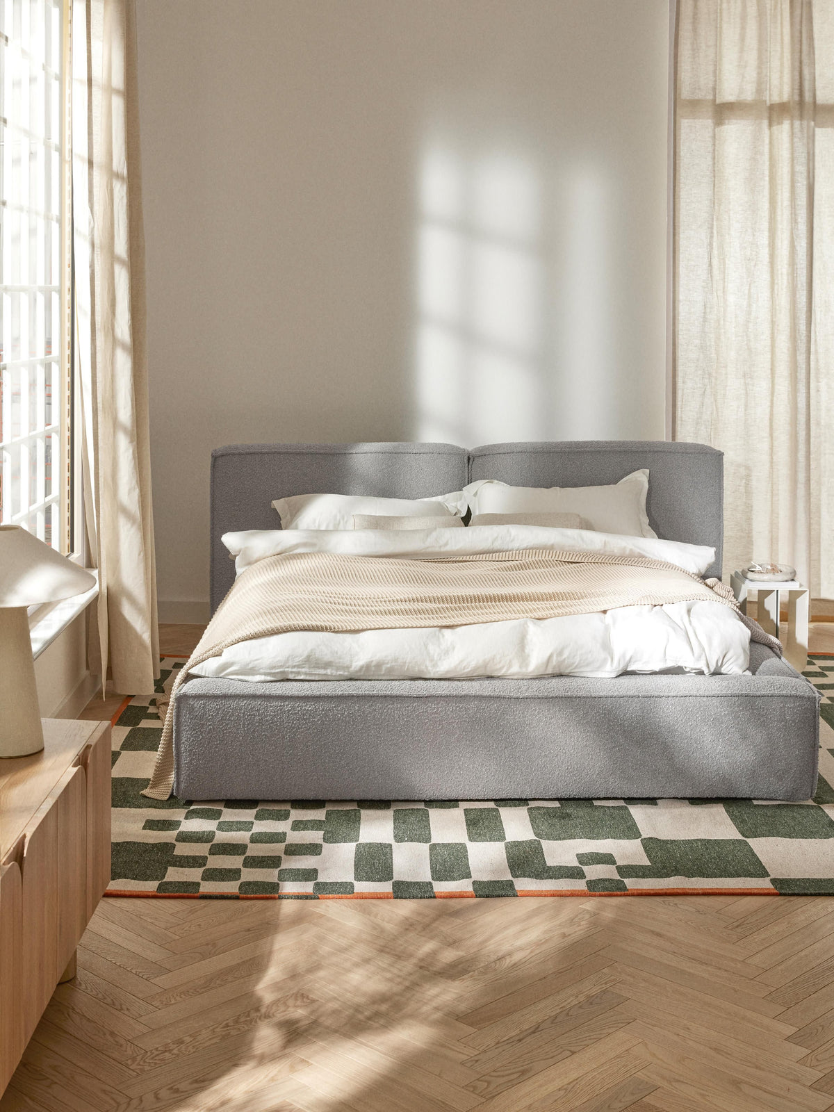 Lennon Upholstered Bed, Bouclé