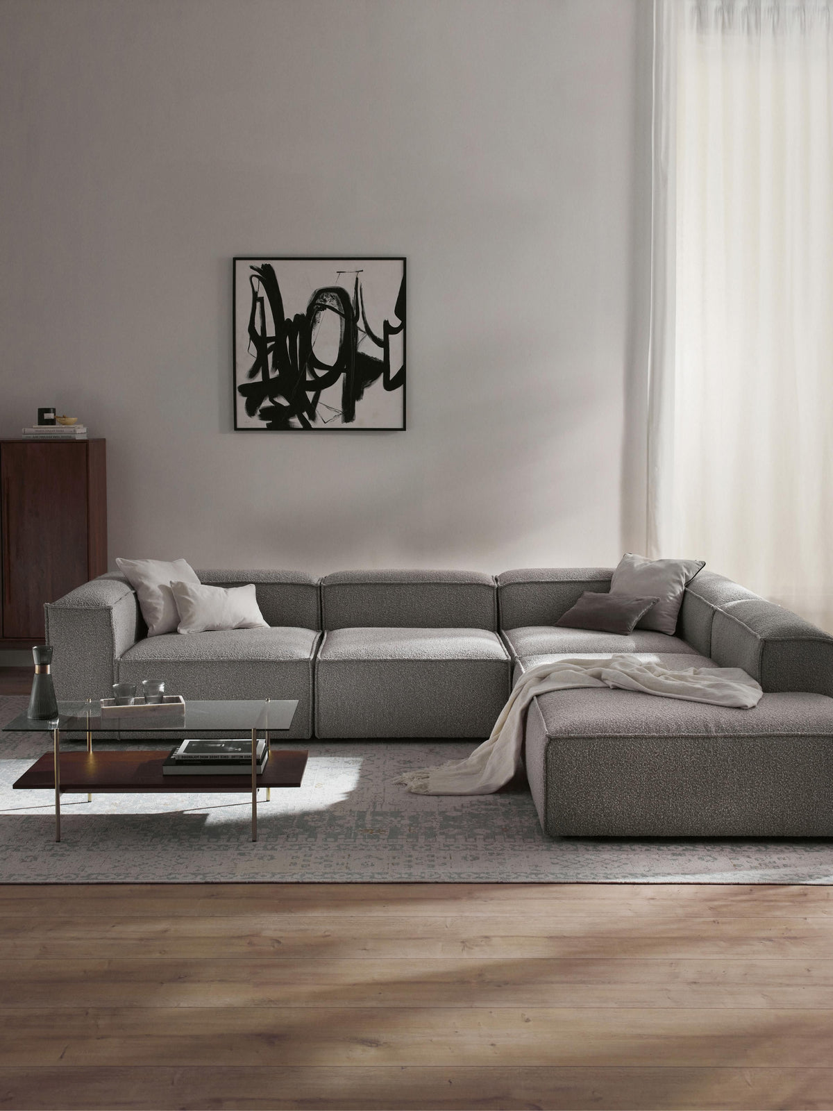 Lennon XL Modular Bouclé Corner Sofa, 4-Seater