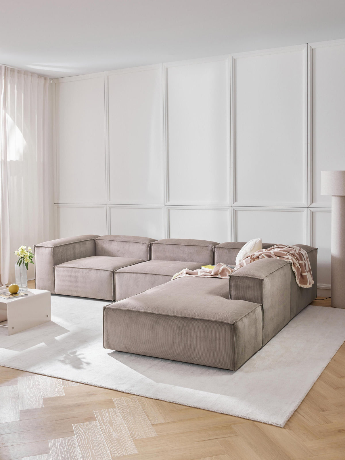 Lennon XL Modular Corduroy Corner Sofa, 4-Seater
